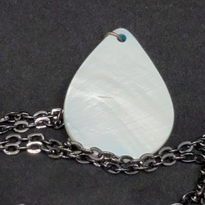 Gunmetal Chain Mother of Pearl Teardrop Necklace